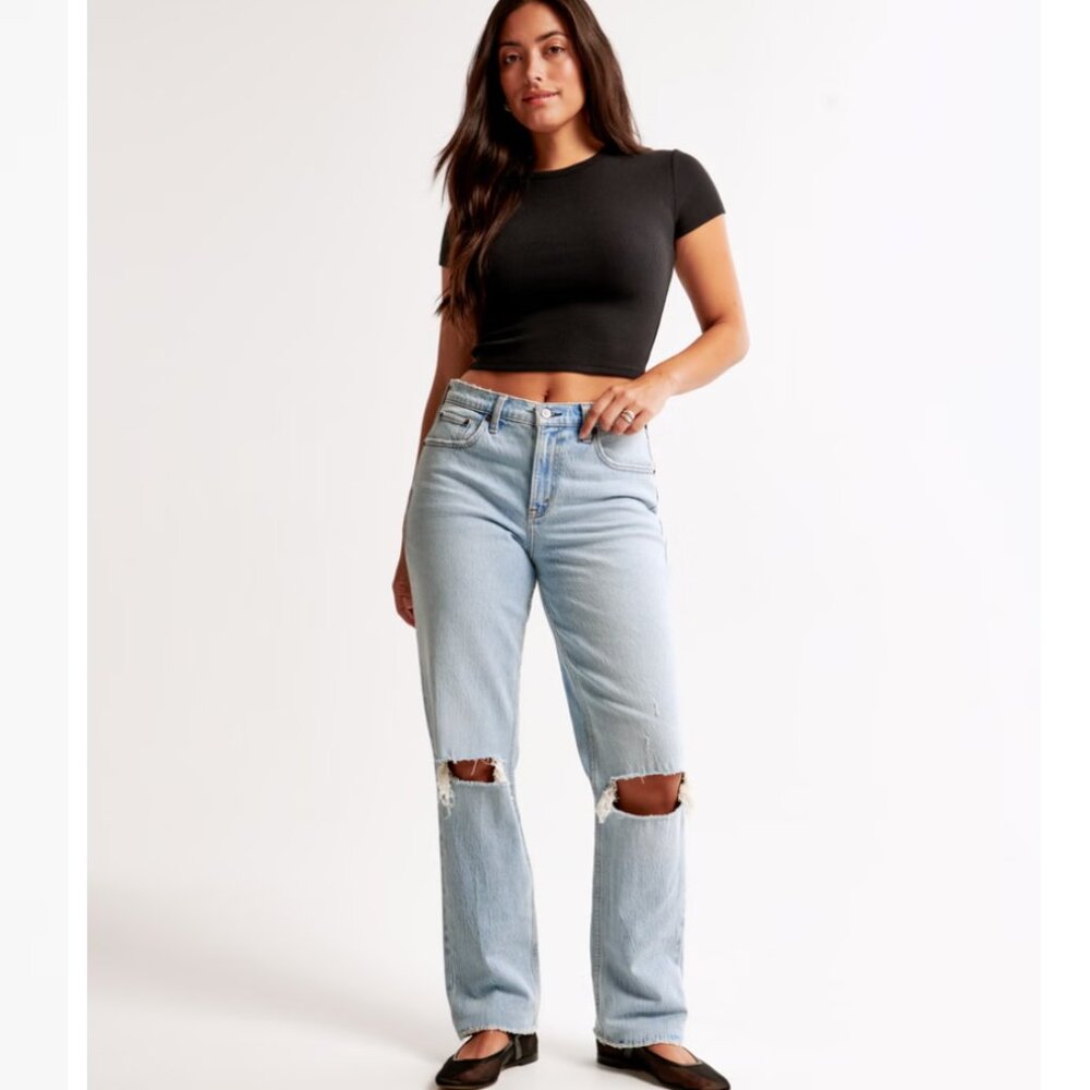 Abercrombie High Rise Dad Jean, Size 25 (fits more like a 27)